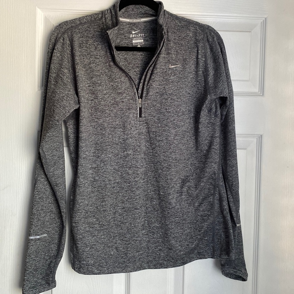 Nike half zip athletic jacket gray marled medium